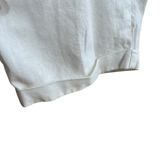J. Crew White Elastic Waist Cuffed Cropped Lightweight Linen Cotton Pants Sz 12 - Picture 5 of 8